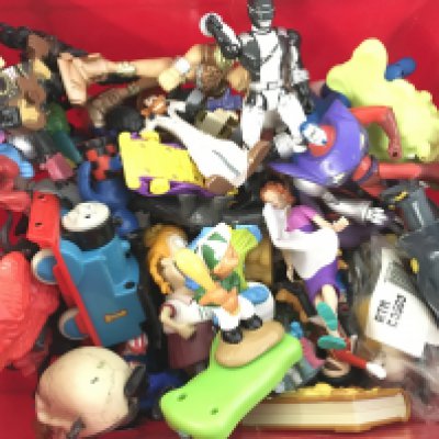 A Box Containing plastic various plastic Figures. No Reserve.