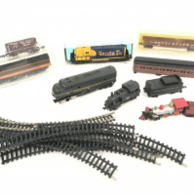 A Collection of N Gauge Locomotives and Track.