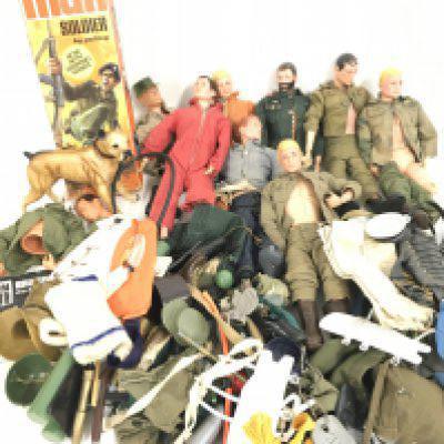 A Collection of Playworn Vintage Action Man.and Gi Joe with Accessories. Idea For Spares and Repairs.