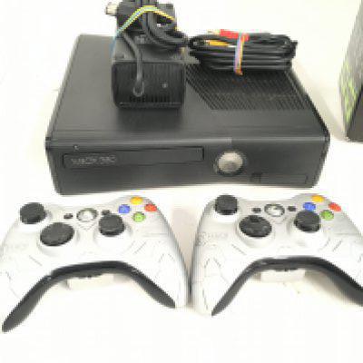 A Microsoft Xbox 360 and Games. With 2 Controllers.