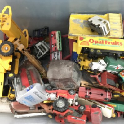 4 Boxes Containing Playworn Diecast. Some boxed and empty boxes. No Reserve.(4).