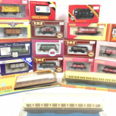 A Collection of Boxed 00 Gauge Wagons and Coaches. Including Hornby. GMR. Grafar Etc.