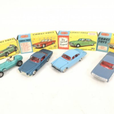 4 X Boxed Corgi Vehicles including Prix Racing Car #1525. A Ghia L.6.4 #241. A Jaguar Mark X #238 and a Oldsmobile Super 88 #235.