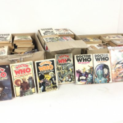 Three boxes containing Dr Who books by Target etc. (3)
