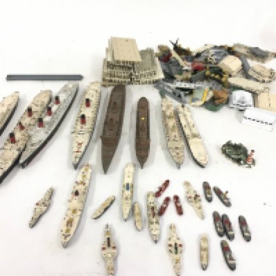 A collection of metal model ships and accessories by Triang and other.