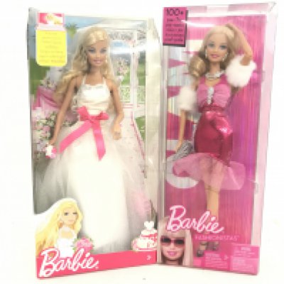 2 x Boxed Barbies. A Bride and Fashionistas.