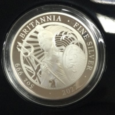 A 2022 5oz silver proof Britannia.Postage B