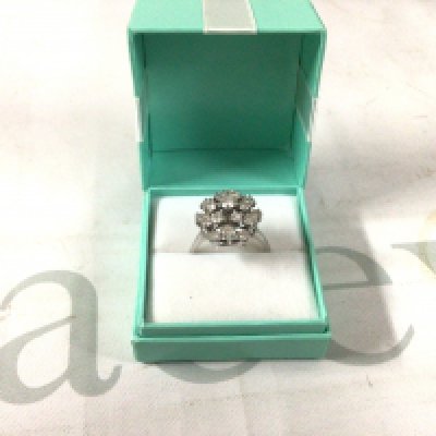 A 14ct white gold diamond cluster ring. Approx weight 6.34 grams, size S.