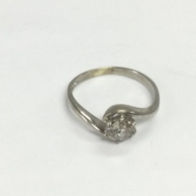 A 9ct white gold solitaire diamond ring, approx .65ct, approx 2.3g and approx size K. Shipping category A.