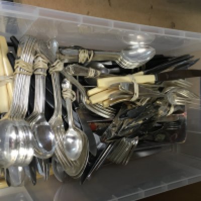 A collection of silver plated cutlery various .