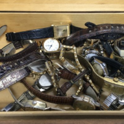 A box of ladies vintage watches.