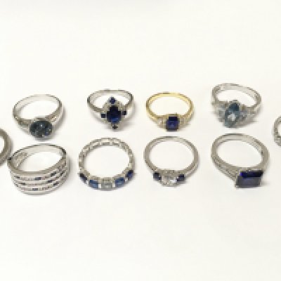 A collection of silver rings mostly size P , 31.5g postage cat A
