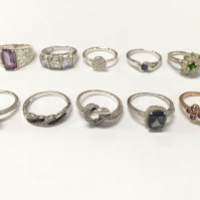 A Collection of silver rings , sizes O and P. 30g total weight Approx. Postage catA