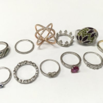 Silver rings (large cocktail ring is not silver)