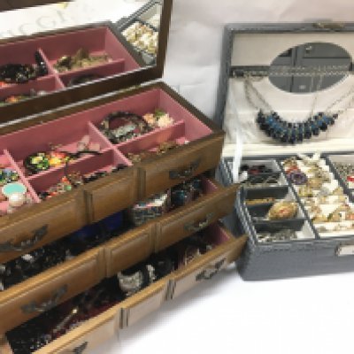Two boxes of costume Jewellery
