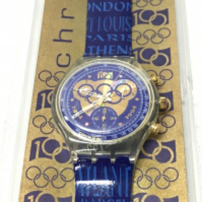 A swatch chrono scz101 "100 years of olympic movement" watch.