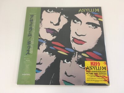 A limited edition Kiss 40th Anniversary Asylum picture disc with hype sticker, obi strip and inserts. No 79/500. Mint and unplayed.
