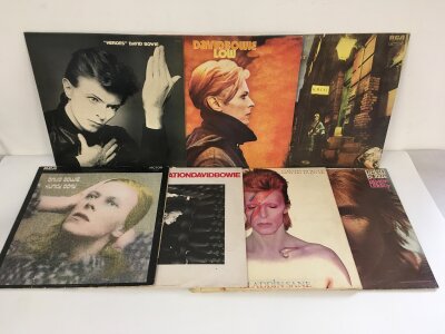 Fourteen David Bowie LPs comprising Heroes, Low, Station To Station and others.