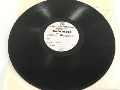 A one sided test pressing on the Columbia label, XAX 2864 1 U.