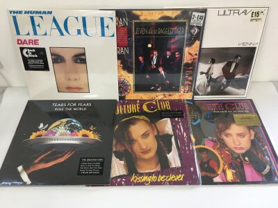 Six 180g LPs by The Human League, Duran Duran, Ultravox, Tears For Fears and Culture Club, mostly sealed.