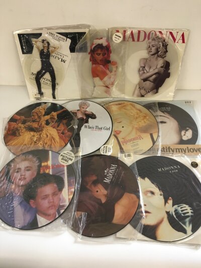 Ten Madonna picture discs comprising Angel, Like A Prayer, Open Your Heart and others.