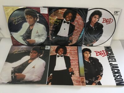Six Michael Jackson LPs comprising Thriller (sealed), Bad and Off The Wall together with the same albums as picture discs.