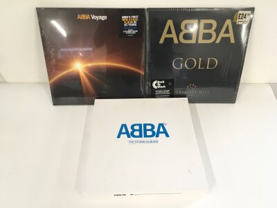 An ABBA - The Studio Albums 8LP box set, a sealed Voyage LP and Gold (3).