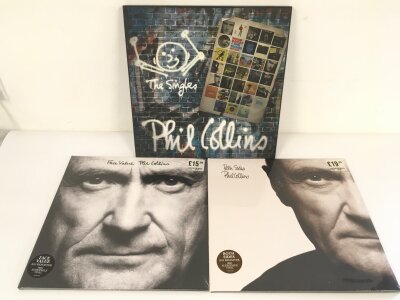 A Phil Collins - The Singles vinyl box set plus 180g pressings of Face Value and Both Sides, both sealed.
