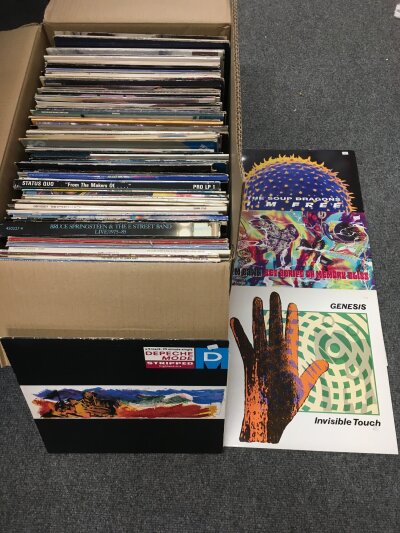 A box of mainly 12" singles by various artists including Depeche Mode, The Damned, Soft Cell and many more.