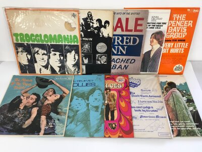 Two bags containing twenty 1960s pop LPs by various artists including The Kinks (Canadian pressing), The Mamas & The Papas, Spencer Davis Group and others.