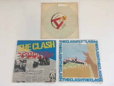 Three demo discs by The Clash comprising Clash City Rockers, English Civil War and Tommy Gun.