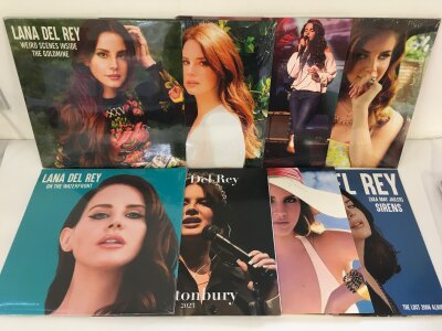 Eight Lana Del Ray LPs, some sealed.