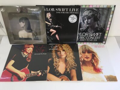 Six Taylor Swift LPs  including coloured vinyl examples.