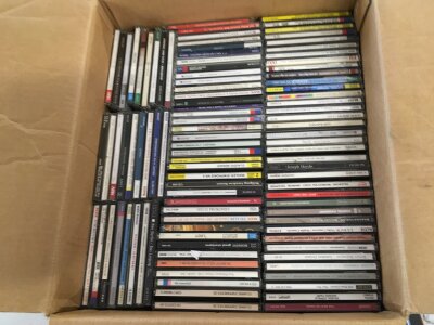 A box of 200+ classical music CDs.