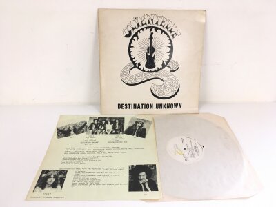 A rare UK hard rock / heavy metal LP by Clientelle -Destination Unknown with lyric insert, 1981 on Banana Records BANANA 505. Vinyl EX.