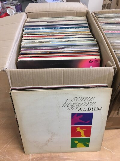 A box of LPs by various artists including Elvis Presley, Bruce Springsteen p, various compilations, reggae etc.