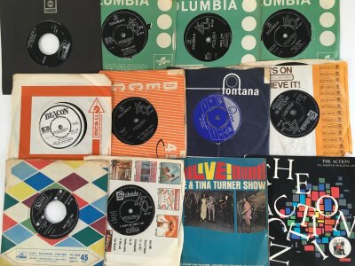 A collection of 1960s mod beat and early psych 7" singles and EPs by various artists including Pink Floyd, The Almond Lettuce, Small Faces, The Action and others.
