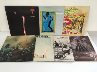 Seven Steely Dan LPs comprising Aja, Pretzel Logic, Can't Buy A Thrill and others.