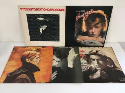 Five David Bowie LPs including Low, Station To Station and others.