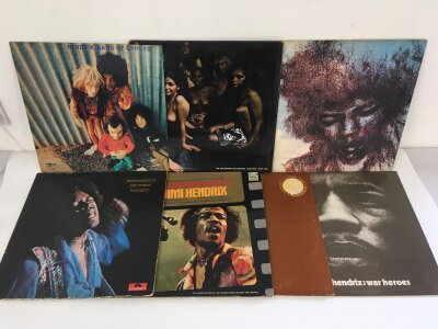 Seven Jimi Hendrix LPs comprising Band Of Gypsys (puppet sleeve), Electric Ladyland (only one disc), The Cry Of Love and others.