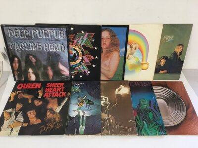 Ten rock LPs  y various artists including Deep Purple, Hawkwind, Uriah Heep and others.