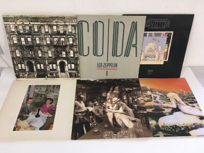 Six Led Zeppelin LPs comprising Physical Graffiti, House Of The Holy, Coda and others. All vinyl NM.
