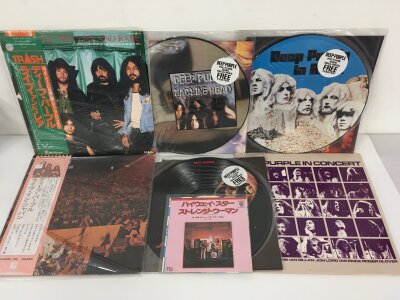 Fourteen Deep Purple LPs and 12" singles including a  Japanese pressing of Made In Japan with obi strip, picture discs of Machine Head, In Rock and Fireball plus others and a Japanese 7" singles of Highway Star b/w Strange Kind Of Woman.