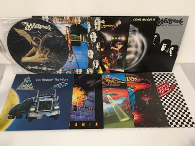 Ten rock LPs by Whitesnake, Def Leppard, Boston and Fastway including a Saints & Sinners picture disc, Pyromania, Ready An' Willing and others.