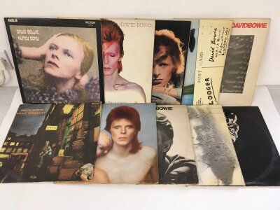 Ten David Bowie LPs comprising Hunky Dory, Ziggy Stardust, Station To Station and others.
