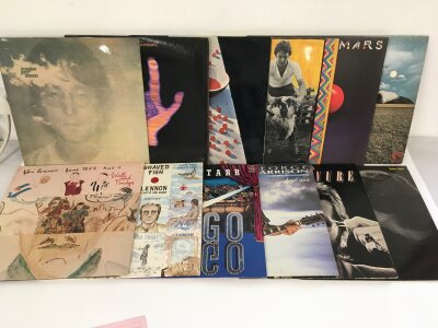 Twelve solo Beatles LPs comprising Ram, Imagine, Walls & Bridges and others.
