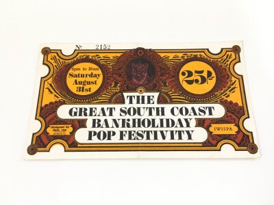 A genuine ticket for the first Isle of Wight music festival in 1968.