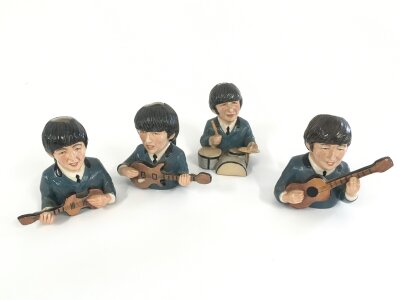 A set of four vintage original Barstow Manor character jugs of The Beatles. No 68. Approx height 11.5cm.