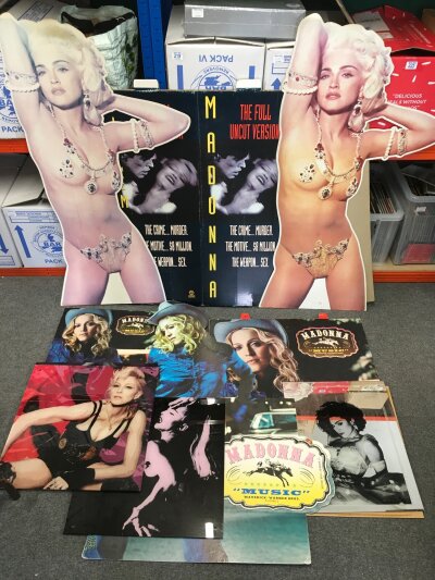 A collection of large Madonna advertising standees, mirrors etc.