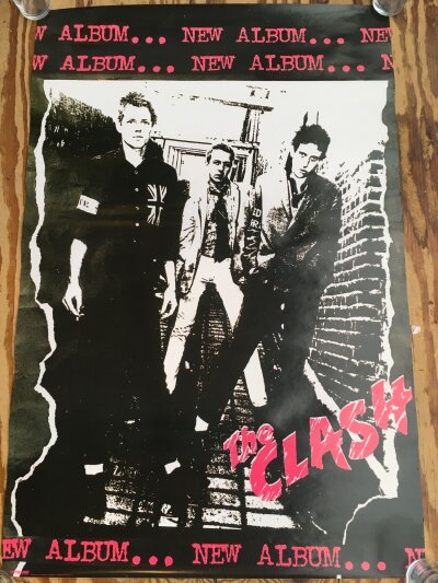 Five reproduction punk band posters comprising The Clash, The Adverts, The Vibrators and two for The Drones.